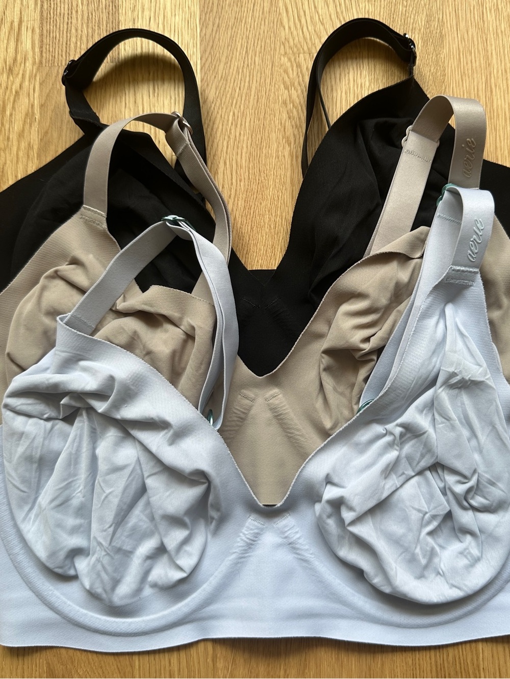 aerie Smoothez Bra Bundle 36DDD in Black, Nude, Light Blue
